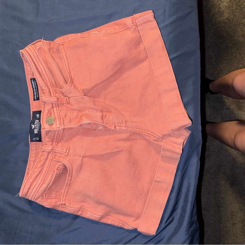 Hollister Coral Pink Denim High-Rise Shorts